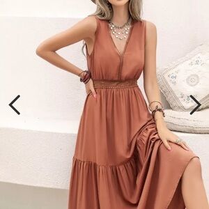 Chic Sleeveless Orange Maxi Dress